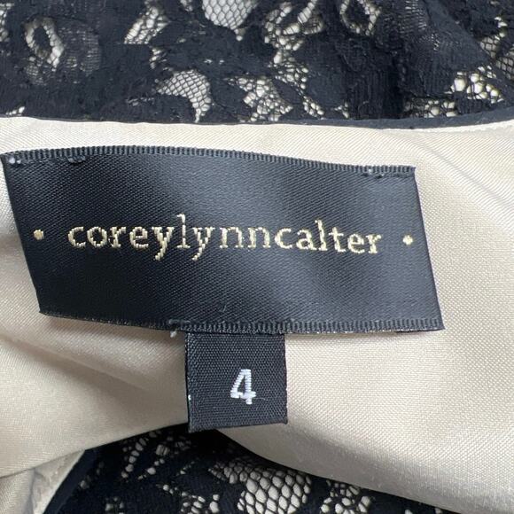 Corey Lynn Calter Black Floral Lace Overlay Mini Sheath 3/4 Sleeve Dress Size 4 - Picture 4 of 5
